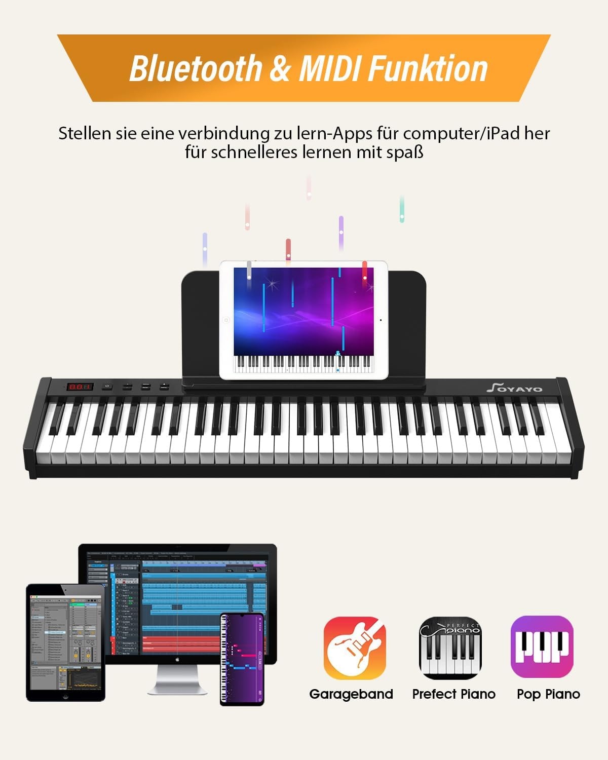 Digitale Piano 61 Halfgewogen Toetsen + Standaard | 59% Korting
