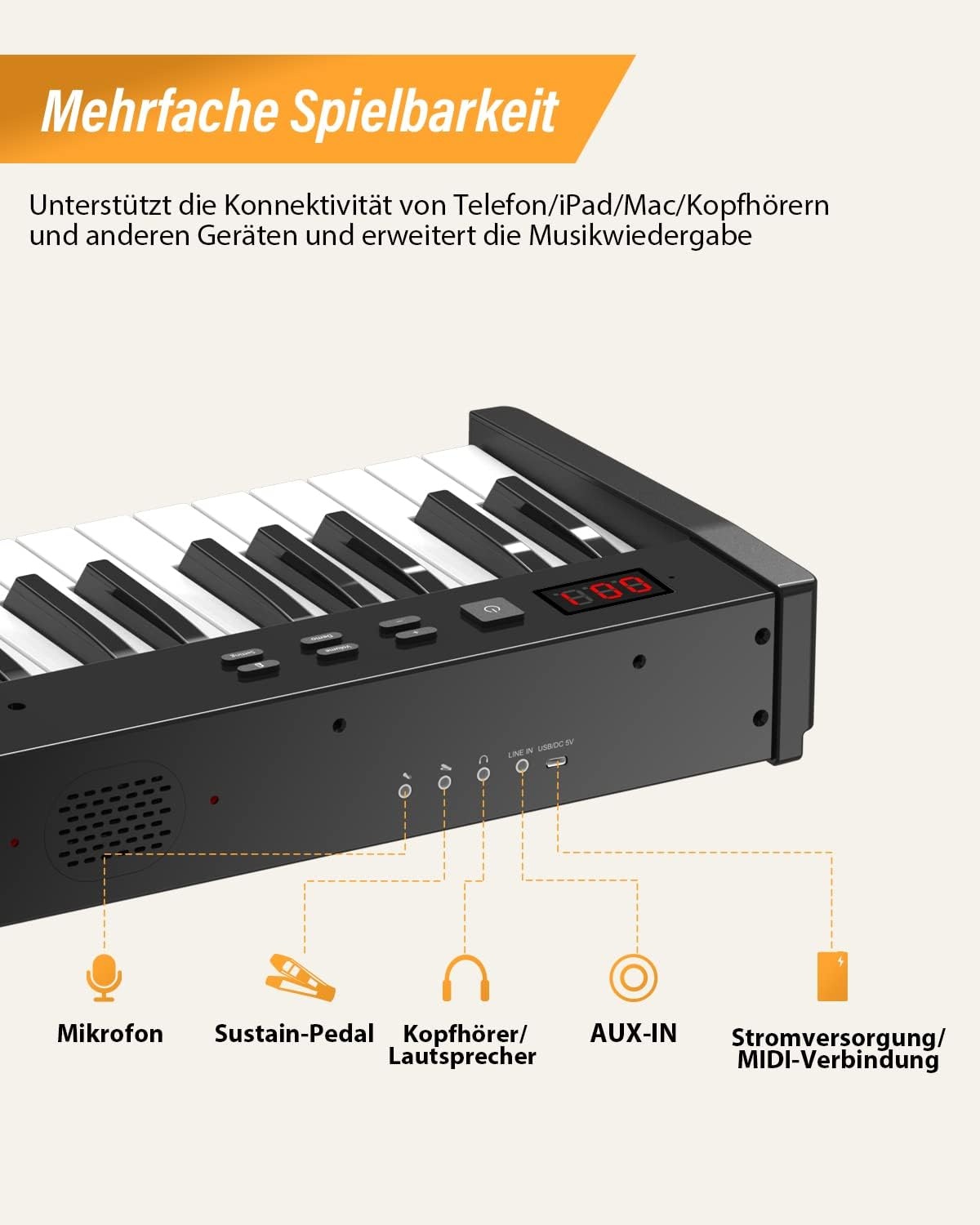 Digitale Piano 61 Halfgewogen Toetsen + Standaard | 59% Korting