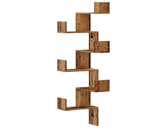 vidaXL Hoekwandschap 45x45x147 cm bewerkt hout out houtkleurig