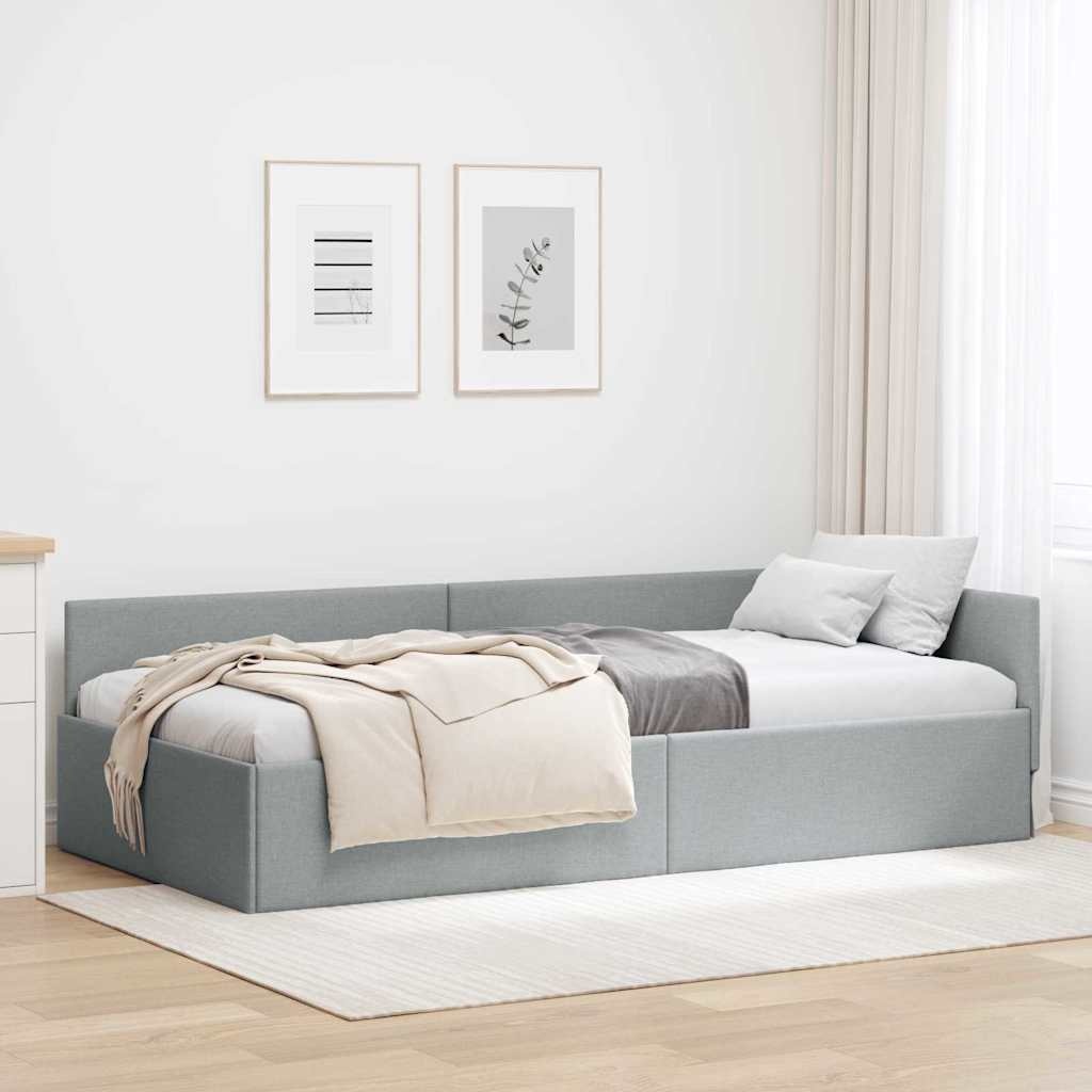 Lichtgrijs Hoekbedframe 90x200cm - Slimme Keuze voor Ruimtebesparing