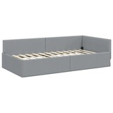 Lichtgrijs Hoekbedframe 90x200cm - Slimme Keuze voor Ruimtebesparing