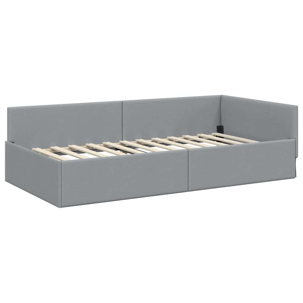 Lichtgrijs Hoekbedframe 90x200cm - Slimme Keuze voor Ruimtebesparing