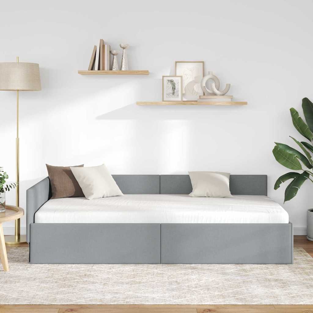 Lichtgrijs Hoekbedframe 90x200cm - Slimme Keuze voor Ruimtebesparing