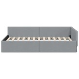 Lichtgrijs Hoekbedframe 90x200cm - Slimme Keuze voor Ruimtebesparing