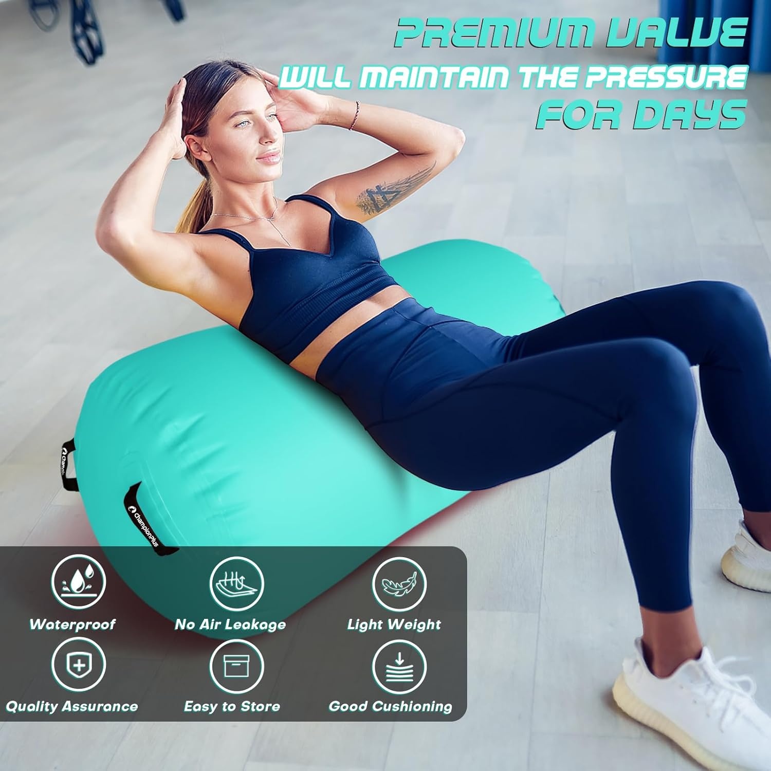 Opblaasbare Air Roll Gymnastiek Mat Gym Mat Yoga Mat Camping Training Mat Fitness Yoga Sport Mat (Roll Mint)