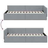 Lichtgrijs Hoekbedframe 90x200cm - Slimme Keuze voor Ruimtebesparing