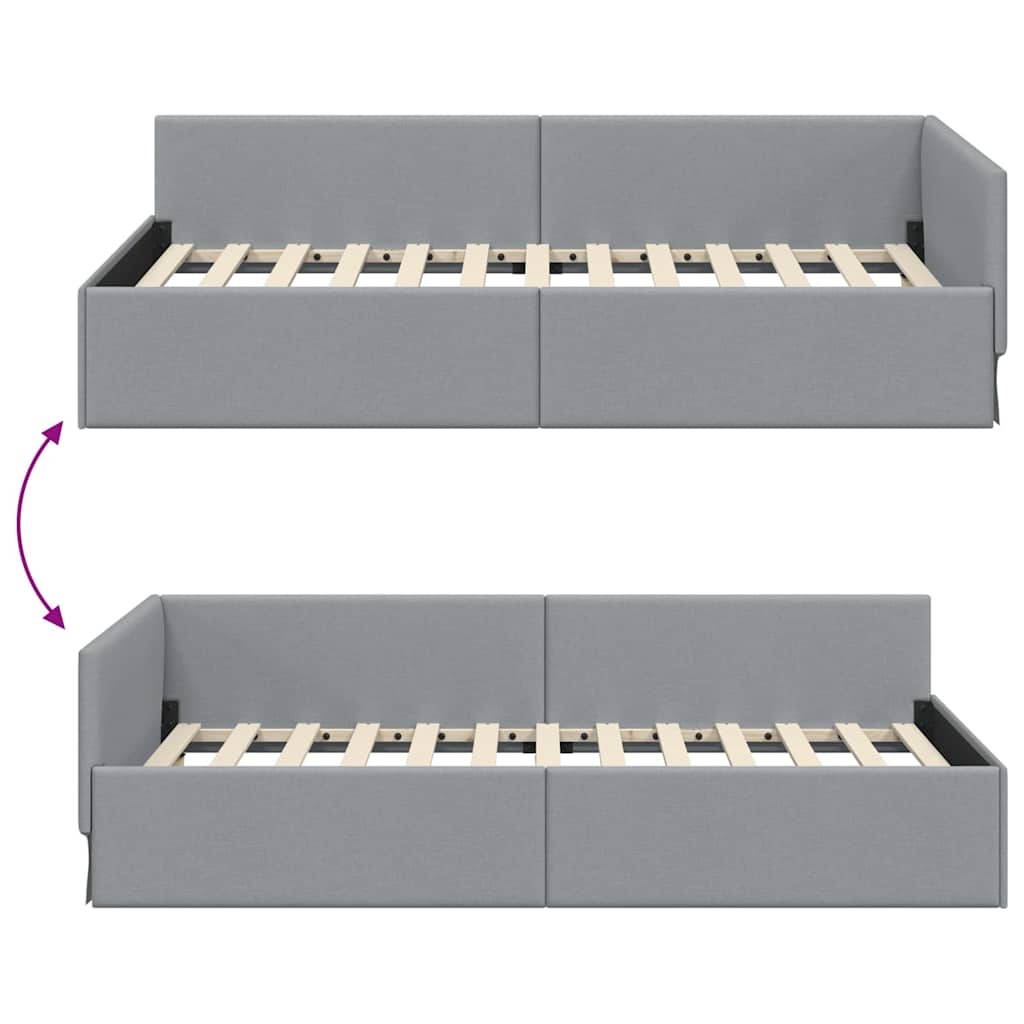 Lichtgrijs Hoekbedframe 90x200cm - Slimme Keuze voor Ruimtebesparing