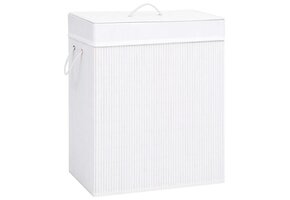 vidaXL Wasmand Bamboe Wit met 2 Vakken & 51% Korting