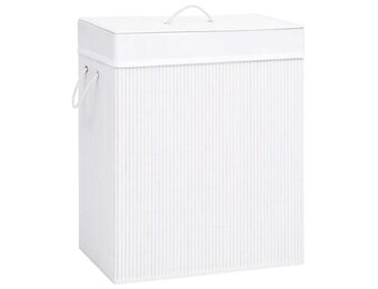 vidaXL Wasmand met 2 vakken 100 L bamboe wit