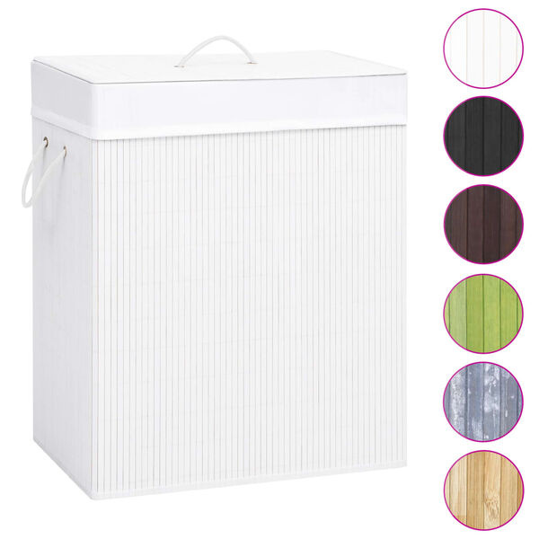 vidaXL Wasmand met 2 vakken 100 L bamboe wit
