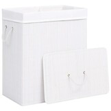 vidaXL Wasmand met 2 vakken 100 L bamboe wit