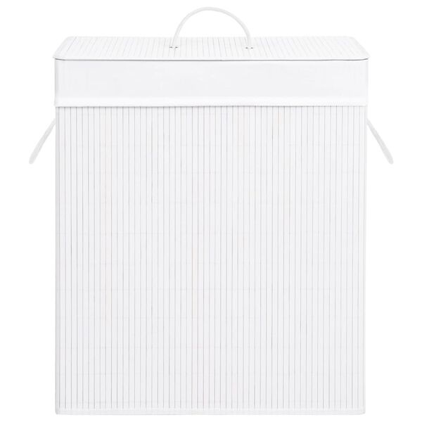 vidaXL Wasmand met 2 vakken 100 L bamboe wit