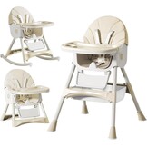 Kinderstoel voor baby's 6-in-1, kinderstoel met babyligstoel en babyschommelstoel, verstelbaar, inklapbaar, babystoel met eetplank en wielen, mand, meegroeiend vanaf 6 maanden tot 6 jaar