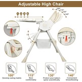 Kinderstoel voor baby's 6-in-1, kinderstoel met babyligstoel en babyschommelstoel, verstelbaar, inklapbaar, babystoel met eetplank en wielen, mand, meegroeiend vanaf 6 maanden tot 6 jaar