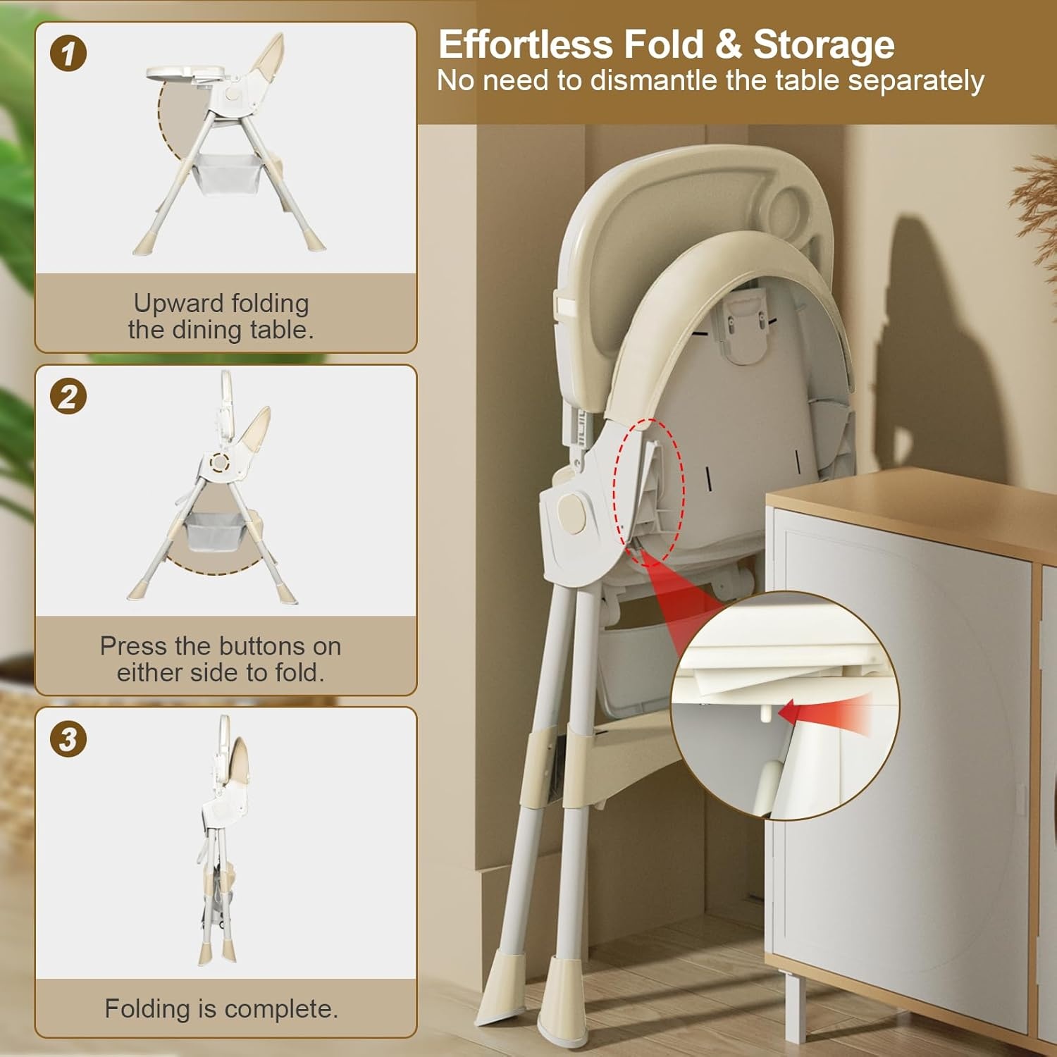 Kinderstoel voor baby's 6-in-1, kinderstoel met babyligstoel en babyschommelstoel, verstelbaar, inklapbaar, babystoel met eetplank en wielen, mand, meegroeiend vanaf 6 maanden tot 6 jaar
