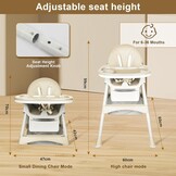 Kinderstoel voor baby's 6-in-1, kinderstoel met babyligstoel en babyschommelstoel, verstelbaar, inklapbaar, babystoel met eetplank en wielen, mand, meegroeiend vanaf 6 maanden tot 6 jaar