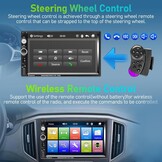 Podofo Dubbele Din Autoradio met Bluetooth, 7-inch Touchscreen Autoradio Multimedia MP5 Speler Ondersteunt FM Radio/AUX/Spiegel Link/Stuurwielbediening/EQ Instellingen +12 Lampen Achteruitrijcamera