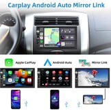 Podofo Autoradio 2 DIN Compatibel met Apple Carplay en Android Auto, 7 Inch Touchscreen met Bluetooth/Mirror Link/FM/SWC/AUX Ingang/Achteruitrijcamera/Kader et microphone