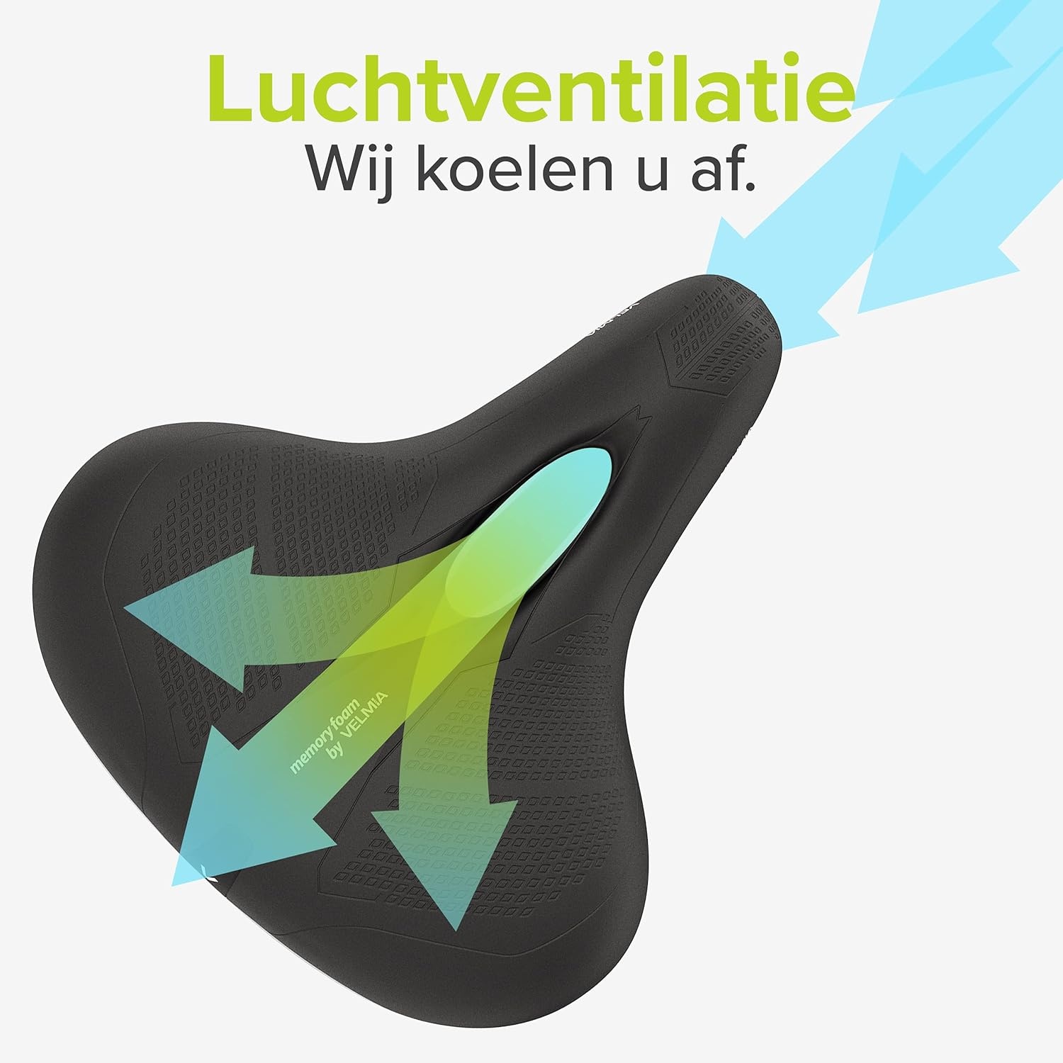 Velmia Fietszadel - Comfortabel zadel voor mannen en vrouwen - 3 zones concept - waterdichte fietszadel met ergonomisch design