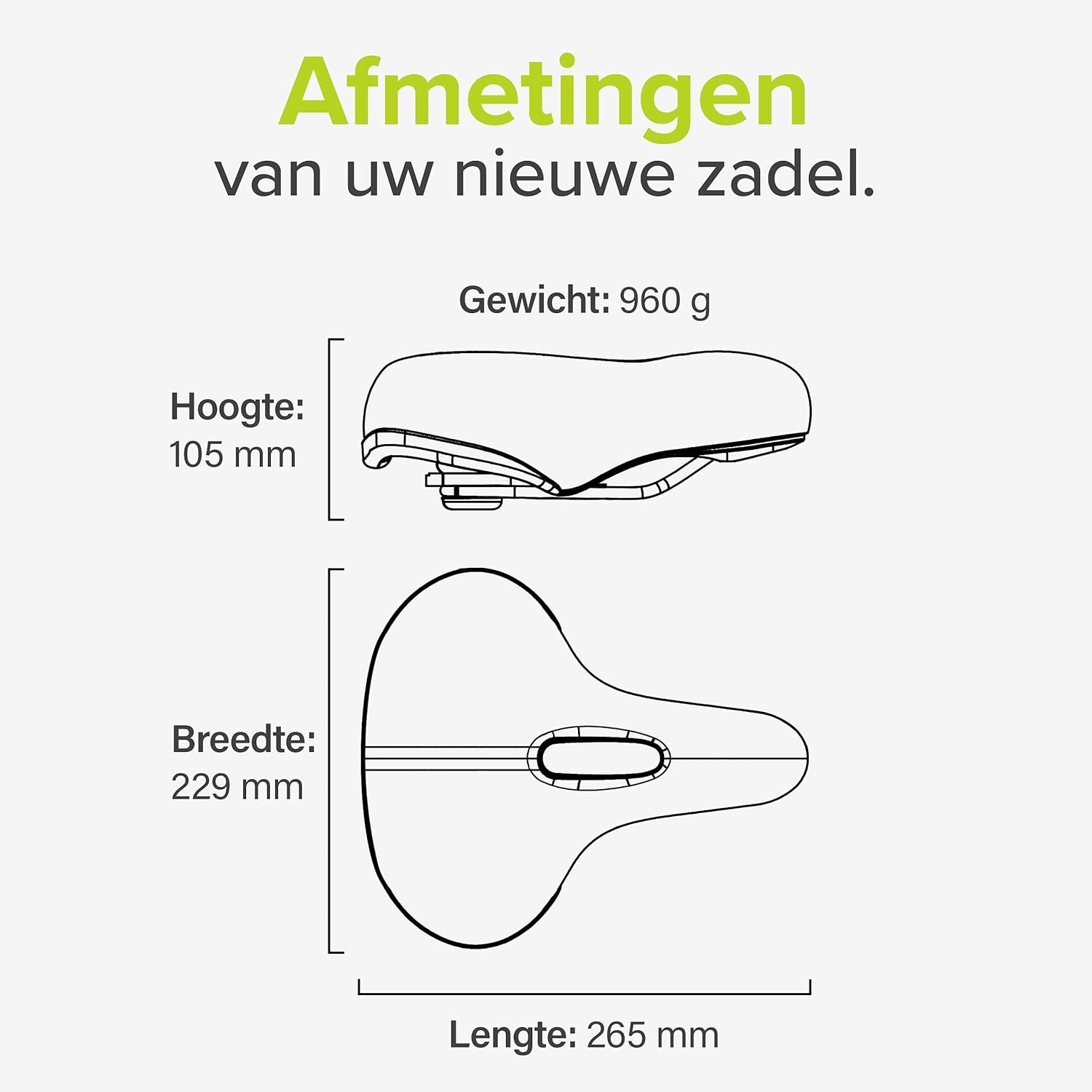 Velmia Fietszadel - Comfortabel zadel voor mannen en vrouwen - 3 zones concept - waterdichte fietszadel met ergonomisch design