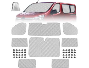 8 stuks RV Windshield Sun Shade Vervanging voor 2001-2014 Renault Trafic SWB, Zonnescherm voor voorruit met opbergtas, 100% occlusie