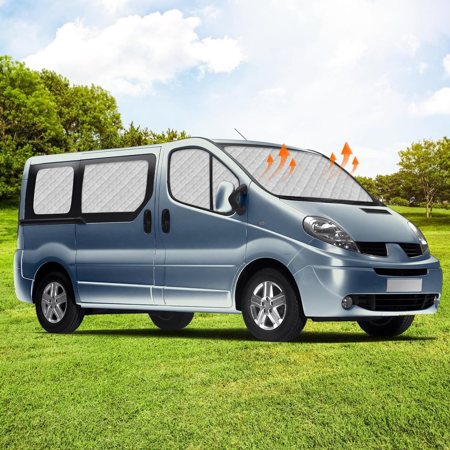 8 stuks RV Windshield Sun Shade Vervanging voor 2001-2014 Renault Trafic SWB, Zonnescherm voor voorruit met opbergtas, 100% occlusie