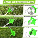 Akku Rasentrimmer Mit Akku, 2 x 21 V 4,0 Ah Freischneider Akku, 3-in-1 Multifunktions-Rasentrimmer/Freischneider/kantenschneider, Teleskopisch und Verstellbar, Geeignet für Garten, Hofmähen