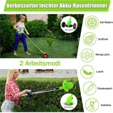 Akku Rasentrimmer Mit Akku, 2 x 21 V 4,0 Ah Freischneider Akku, 3-in-1 Multifunktions-Rasentrimmer/Freischneider/kantenschneider, Teleskopisch und Verstellbar, Geeignet für Garten, Hofmähen