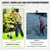 Akku Rasentrimmer Mit Akku, 2 x 21 V 4,0 Ah Freischneider Akku, 3-in-1 Multifunktions-Rasentrimmer/Freischneider/kantenschneider, Teleskopisch und Verstellbar, Geeignet für Garten, Hofmähen