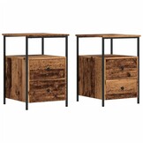 vidaXL Nachtkastjes 2 st 34x35,5x50 cm bewerkt hout oud houtkleurig
