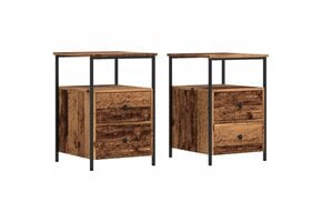Set van 2 Nachtkastjes 34x35,5x50 cm Bewerk Hout Oud Kleur - 59% Korting!