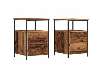 vidaXL Nachtkastjes 2 st 34x35,5x50 cm bewerkt hout oud houtkleurig