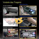 Upgrade middenconsole met planken, opbergvak, compatibel met VW T4, T5, T6, T6.1, T7, alle modellen vanaf 2003-2019, glanzend leer, accessoires, drankhouder, telefoonhouder met USB- en