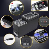 Upgrade middenconsole met planken, opbergvak, compatibel met VW T4, T5, T6, T6.1, T7, alle modellen vanaf 2003-2019, glanzend leer, accessoires, drankhouder, telefoonhouder met USB- en