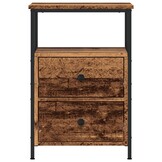 vidaXL Nachtkastjes 2 st 34x35,5x50 cm bewerkt hout oud houtkleurig