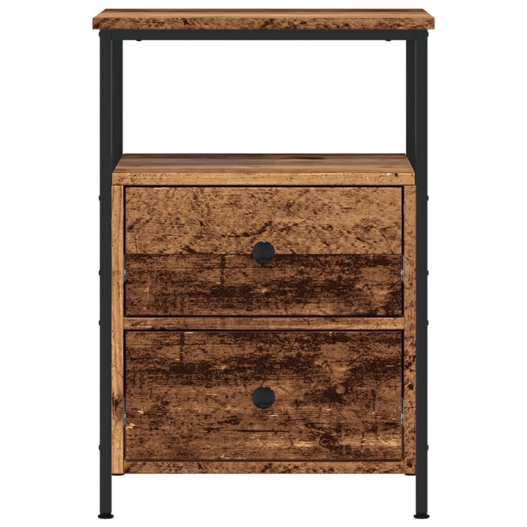 vidaXL Nachtkastjes 2 st 34x35,5x50 cm bewerkt hout oud houtkleurig