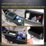 Upgrade middenconsole met planken, opbergvak, compatibel met VW T4, T5, T6, T6.1, T7, alle modellen vanaf 2003-2019, glanzend leer, accessoires, drankhouder, telefoonhouder met USB- en