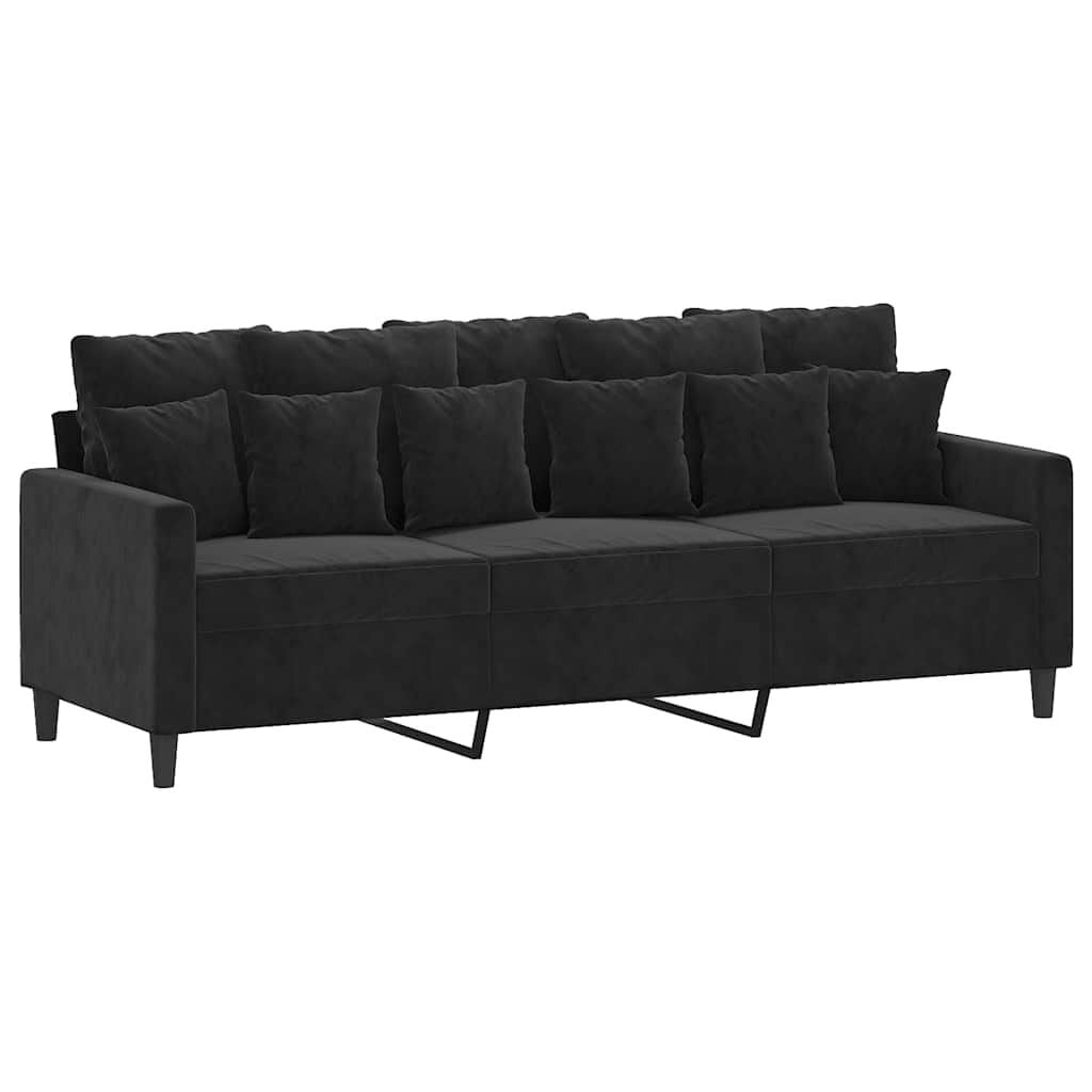 vidaXL Driezitsbank 180 cm fluweel zwart