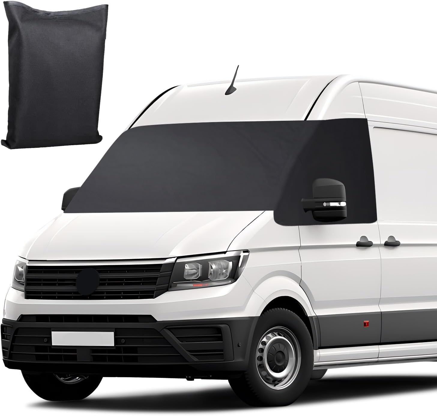 Frontschermwikkelbeschermer Vervanging voor VW Grand California 2018-2023, Zonnescherm Frontschermbescherming voor camper, 600D Waterdicht tegen sneeuw, ijs, vorst, stof, zon - Maat for Grand California 2018-2023-Schwarz