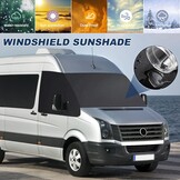 Frontschermwikkelbeschermer Vervanging voor VW Grand California 2018-2023, Zonnescherm Frontschermbescherming voor camper, 600D Waterdicht tegen sneeuw, ijs, vorst, stof, zon - Maat for Grand California 2018-2023-Schwarz