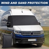 Frontschermwikkelbeschermer Vervanging voor VW Grand California 2018-2023, Zonnescherm Frontschermbescherming voor camper, 600D Waterdicht tegen sneeuw, ijs, vorst, stof, zon - Maat for Grand California 2018-2023-Schwarz