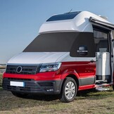Frontschermwikkelbeschermer Vervanging voor VW Grand California 2018-2023, Zonnescherm Frontschermbescherming voor camper, 600D Waterdicht tegen sneeuw, ijs, vorst, stof, zon - Maat for Grand California 2018-2023-Schwarz