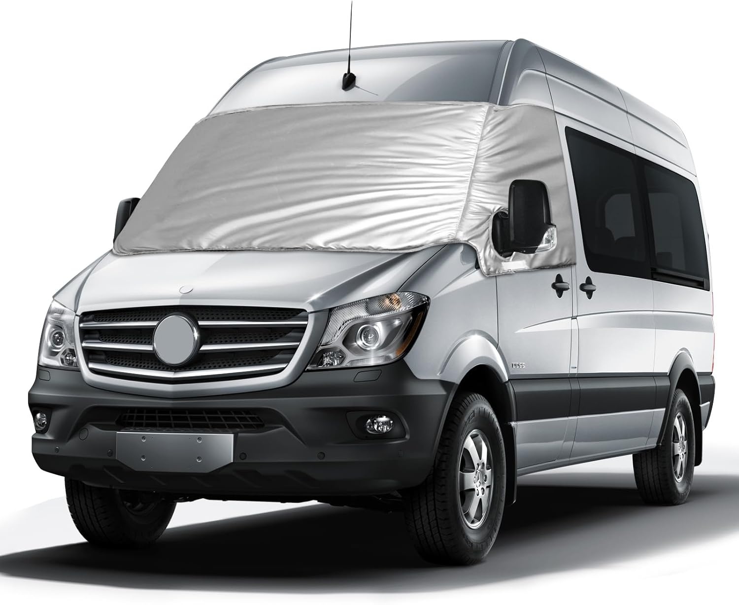 Frontschermwikkelbeschermer Vervanging voor VW Grand California 2018-2023, Zonnescherm Frontschermbescherming voor camper, 600D Waterdicht tegen sneeuw, ijs, vorst, stof, zon - Maat for Grand California 2018-2023-Schwarz