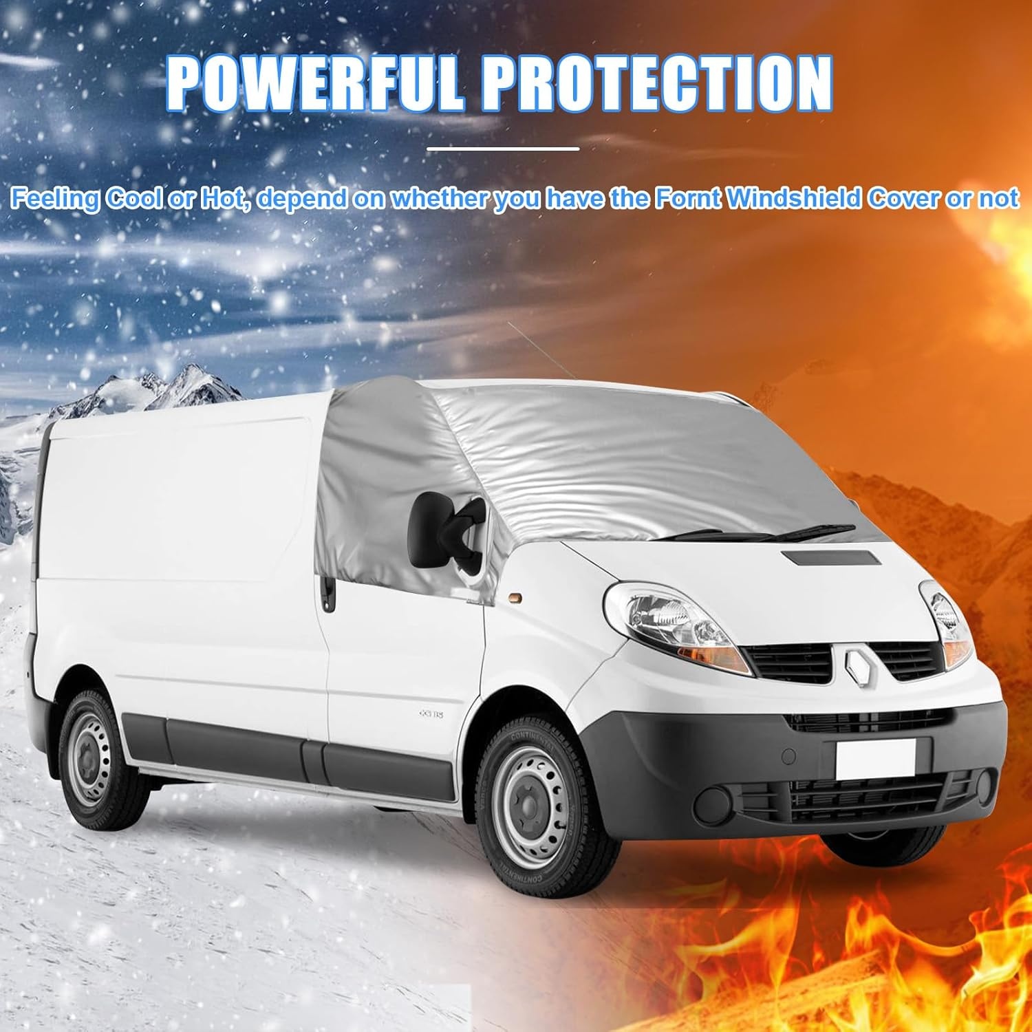 Voorruitafdekking, compatibel met Renault Trafic 2001-2014, 100% ondoorzichtig, blokkeert uv-stralen