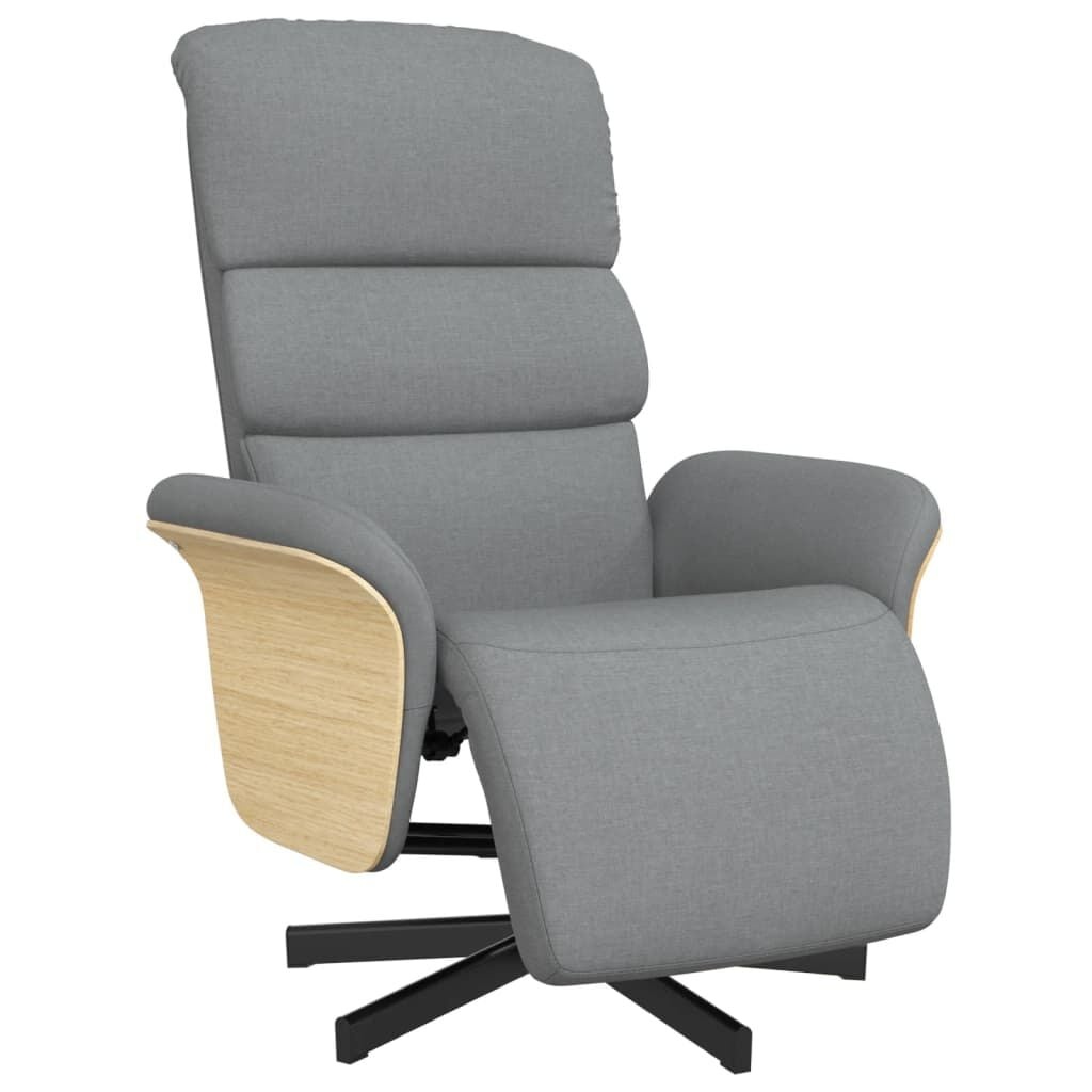 vidaXL Fauteuil verstelbaar met voetensteun stof lichtgrijs