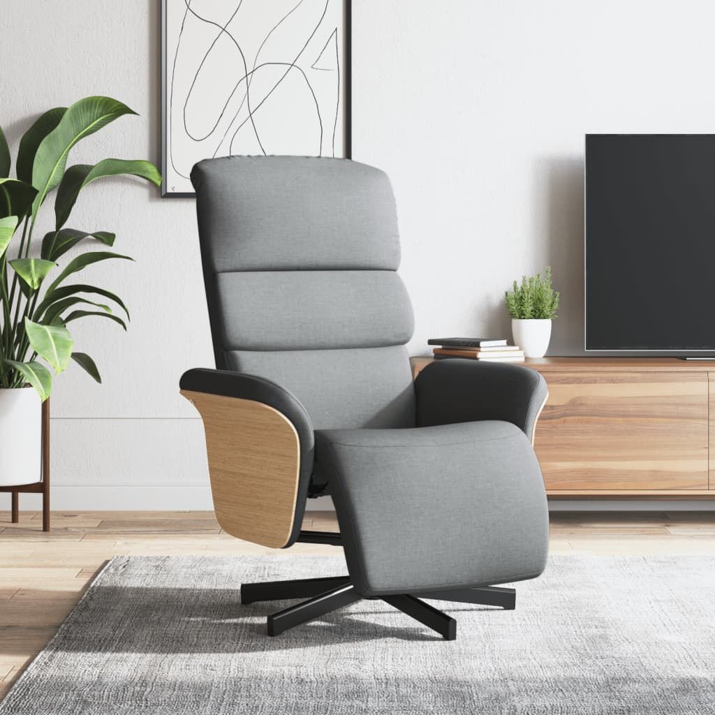 vidaXL Fauteuil verstelbaar met voetensteun stof lichtgrijs
