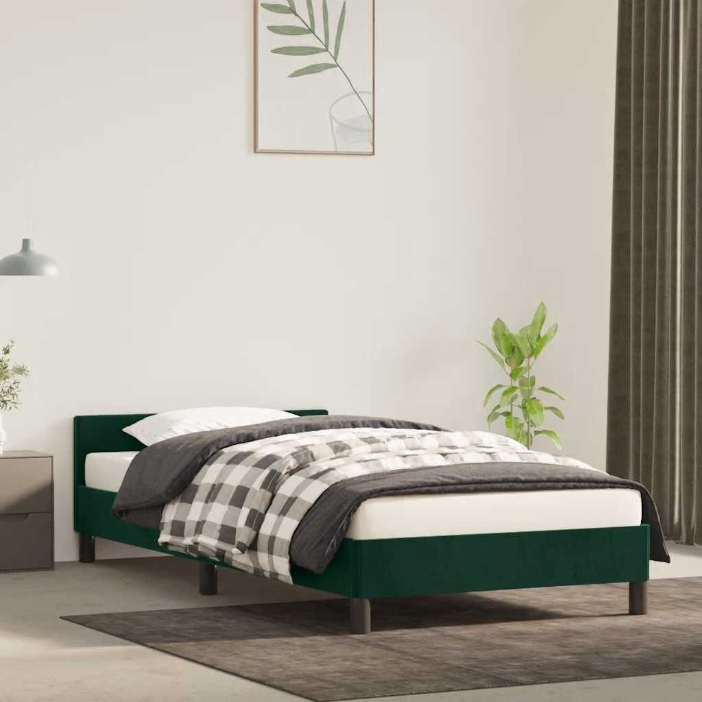 vidaXL Bedframe zonder matras 90x200 cm fluweel donkergroen
