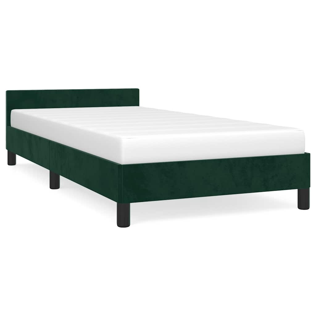 vidaXL Bedframe zonder matras 90x200 cm fluweel donkergroen