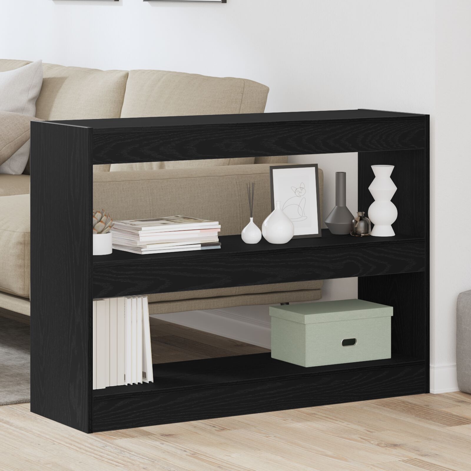 vidaXL Boekenkast Zwart eiken 100 x 30 x 72 cm Bewerkt hout