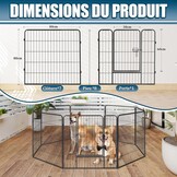 QRDA Hondenren Metaal Puppyren Puppyuitloop Veiligheidshek Puppyomheining Hekwerk met Deur Voor Konijnen, Honden 8 stuks -80x80 cm